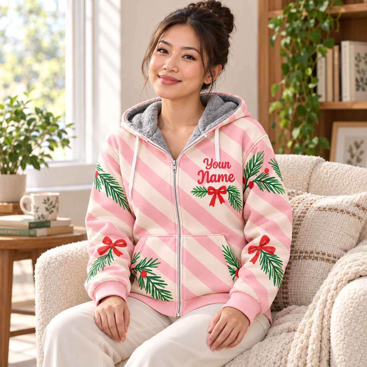 Oh So Merry Black Cat Personalized Fleece Jacket