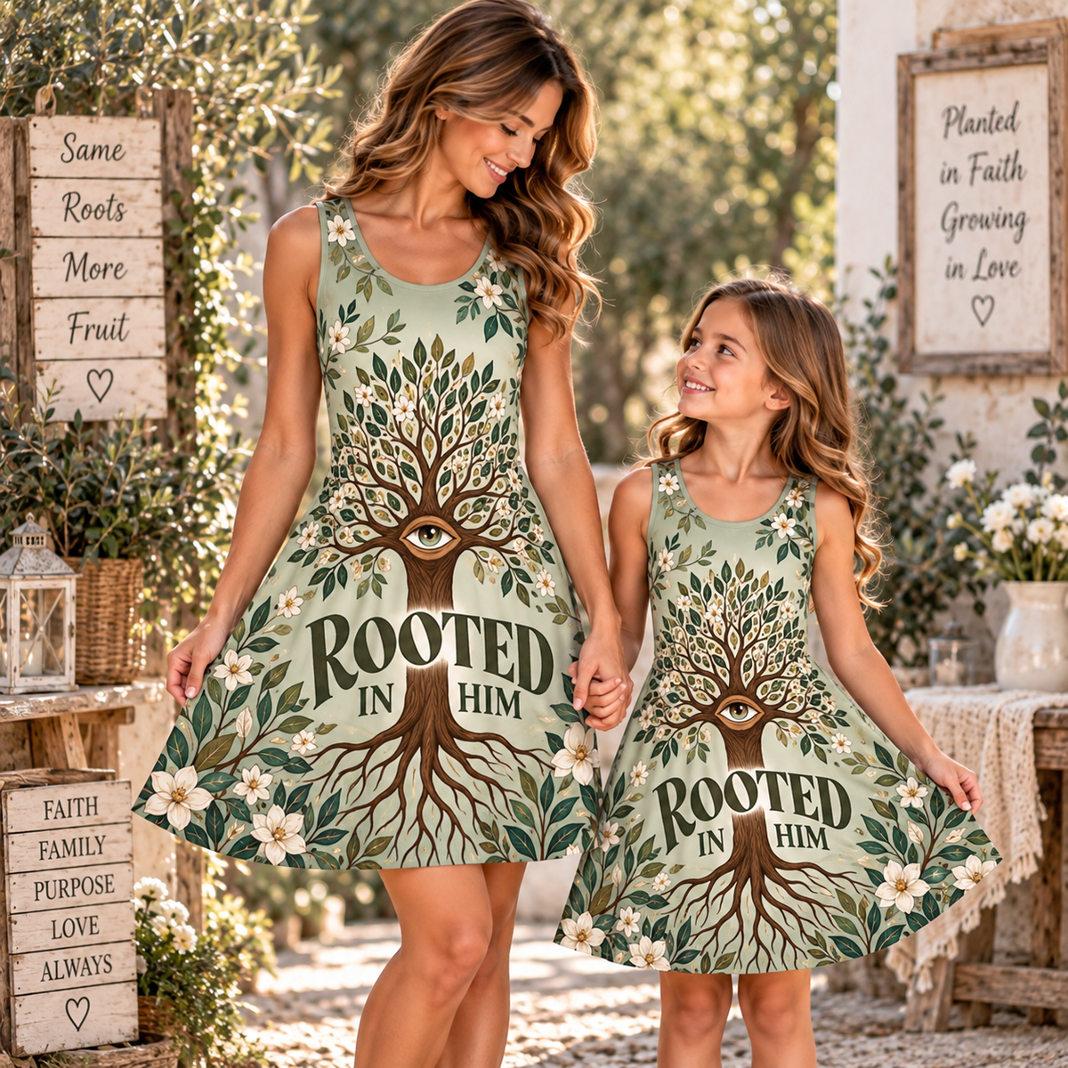 Rooted In Him Faith Family Sleeveless Dress