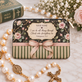Christ Strengthens Me Rose Bow Personalized PU Leather Pouch
