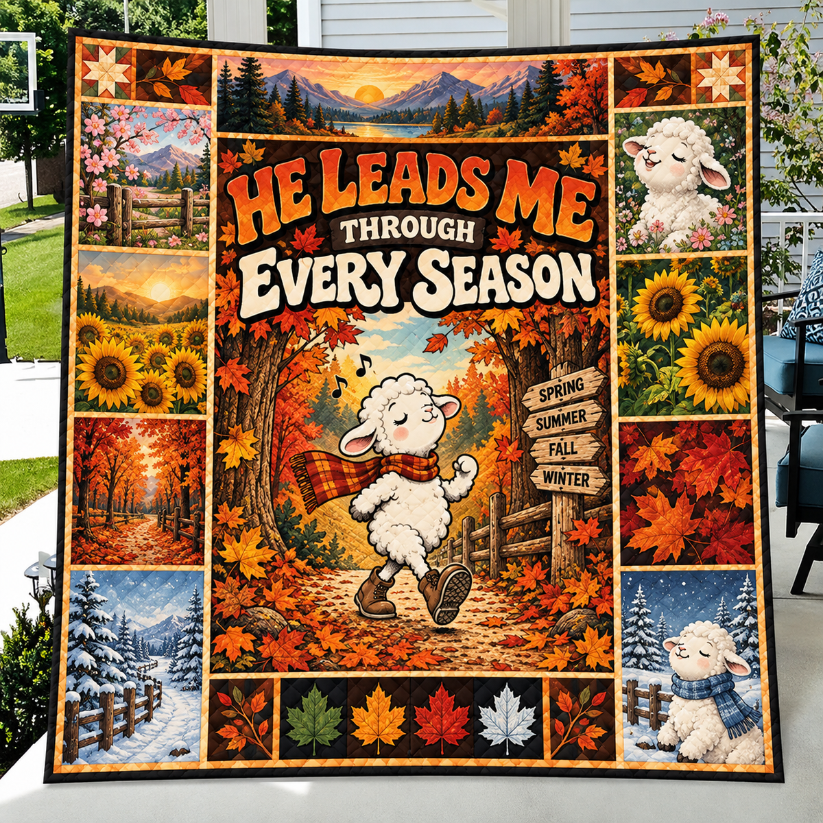He Leads Me Through Every Season Quilt