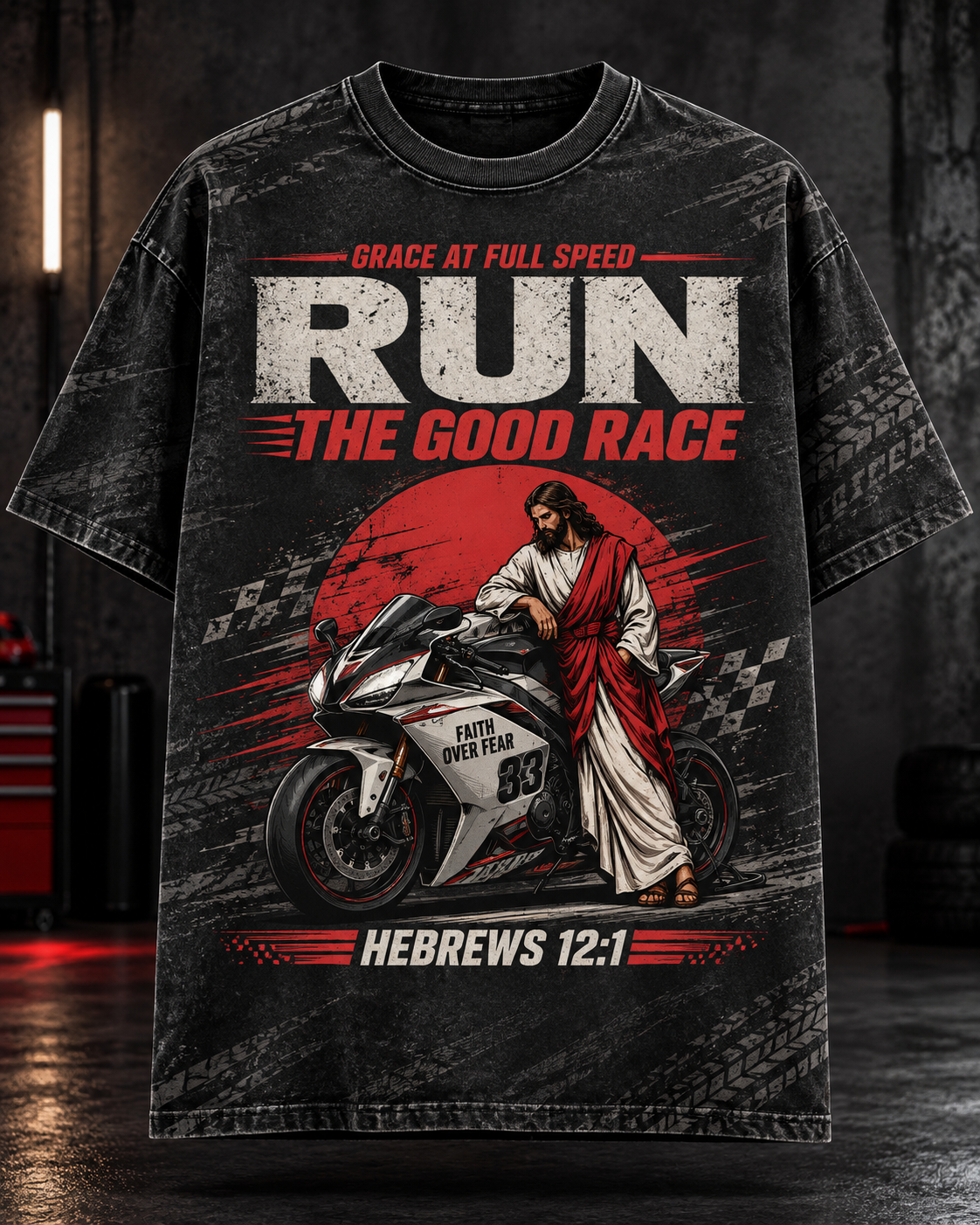 Run the Good Race Christian Motorcycle T-Shirt