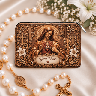 Sacred Heart of Jesus Personalized PU Leather Pouch
