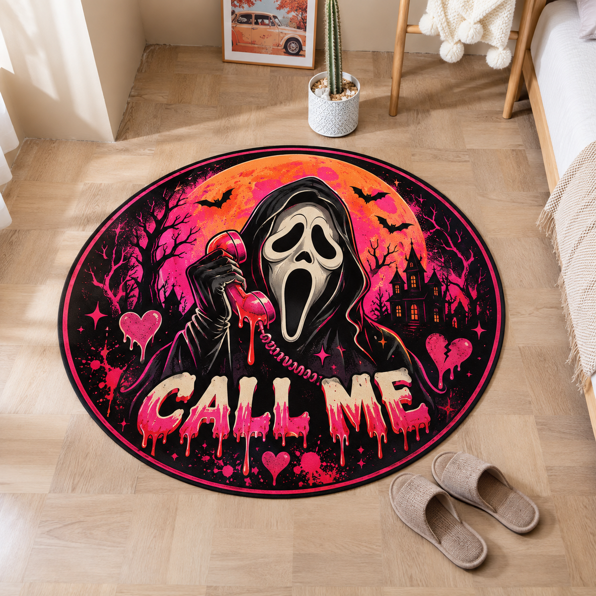Call Me Ghostface Halloween Round Rug