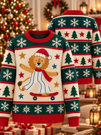 Skateboarding Lion Ugly Sweater