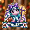 Personalized Football Hippo and Cross Ornament