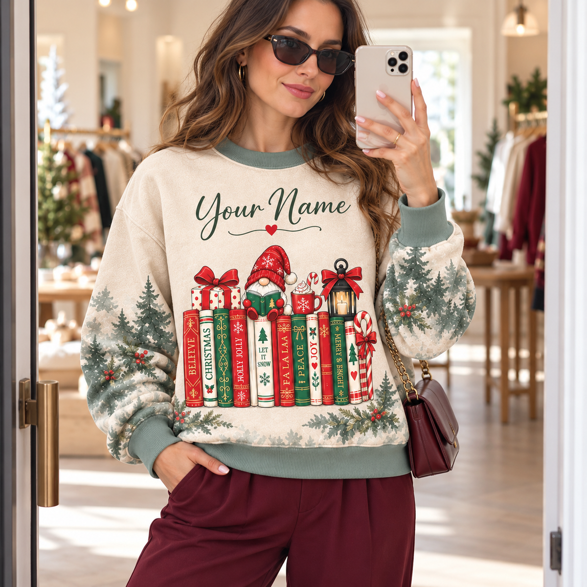 Personalized Winter Book Gnome Sweatshirt
