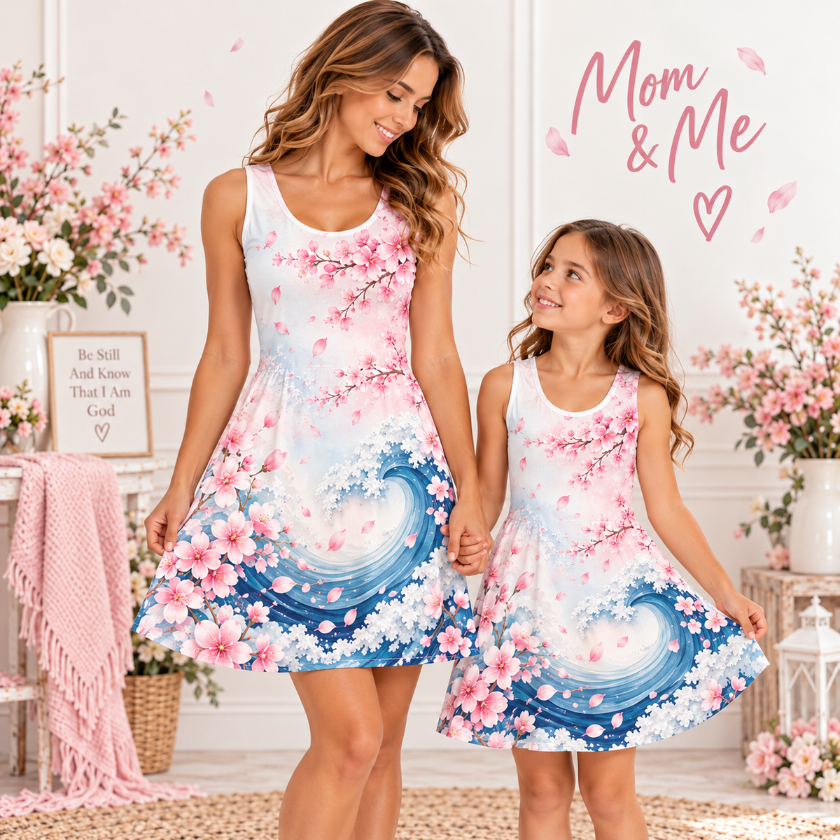 Pink Blossom Wave Sleeveless Dress