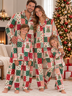 Christmas Tree Patchwork Family Ice Silk Pajamas