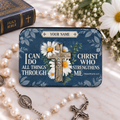 Faith Cross Daisies Personalized PU Leather Pouch