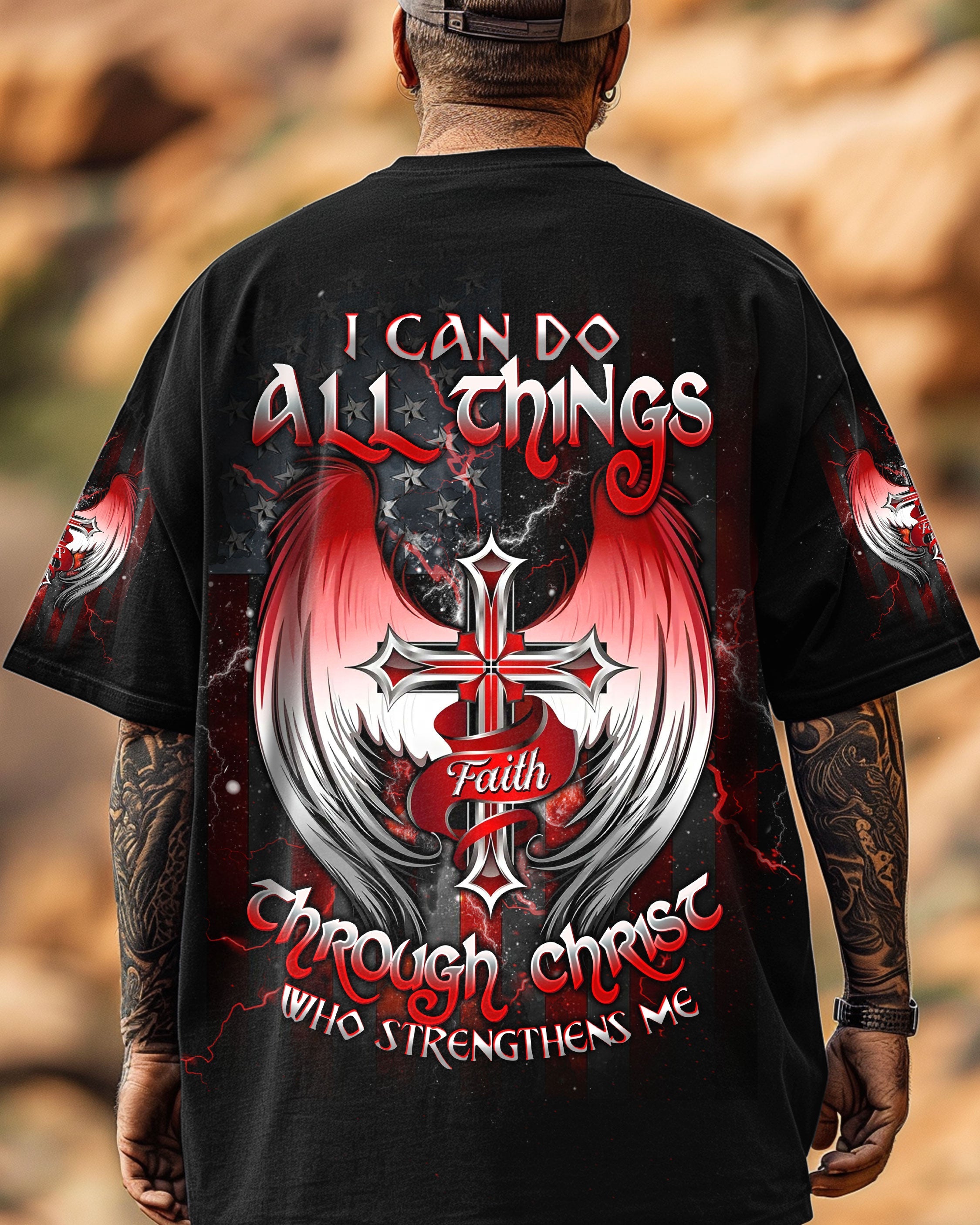 I Can Do All Things Cross Wings Men's All Over Print Shirt - Trunx958373