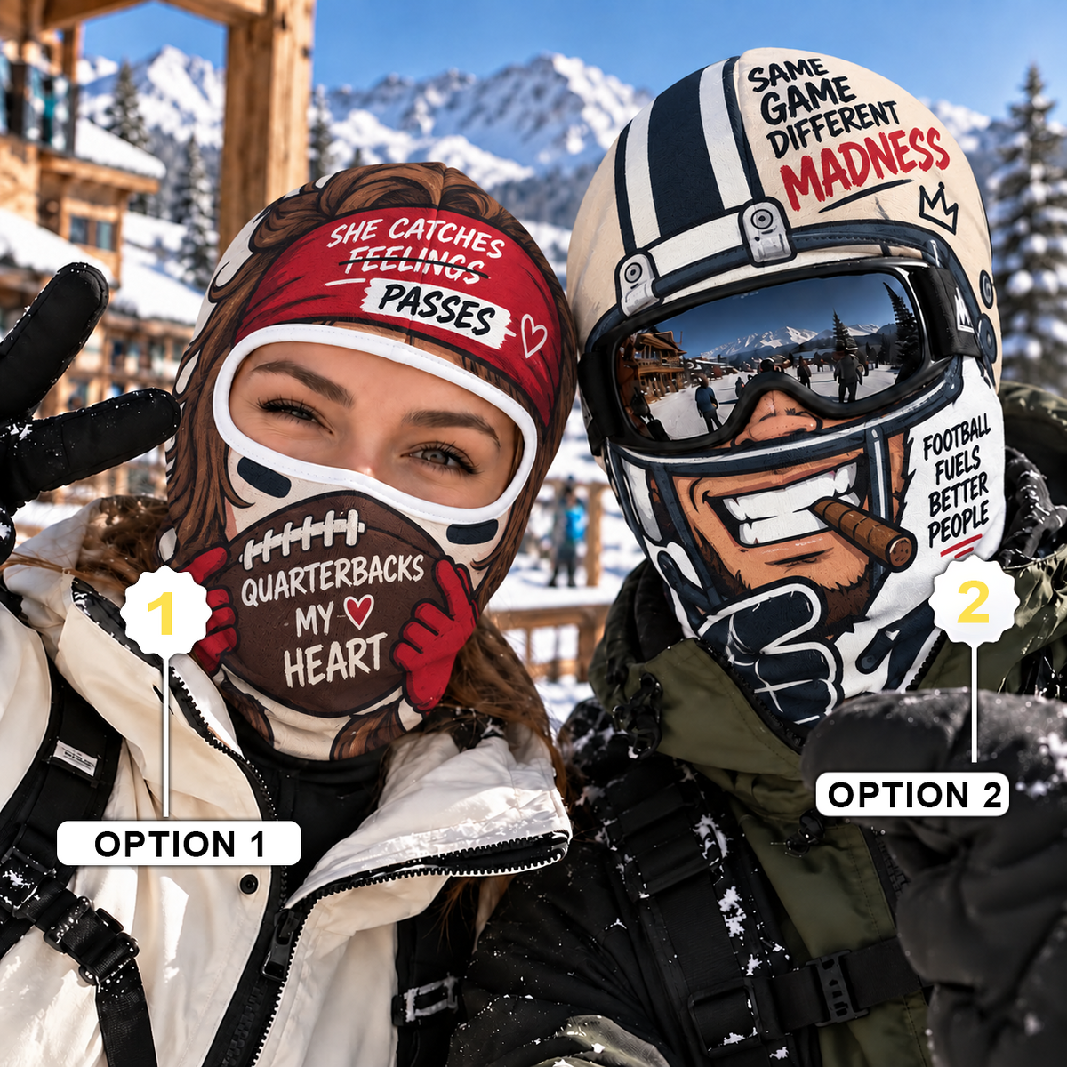 She Catches Passes Football Funny Face Ski Mask