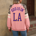 Los Angeles God Is In LA Leopard Sleeve Sweatshirt