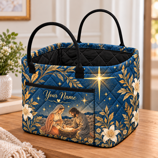 Personalized Starry Lily Quilted Storage Basket