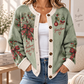 Personalized Festive Plaid Bow Women's Cardigan Sweater