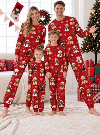 Christmas Puppies Family Mixed Cotton Pajamas