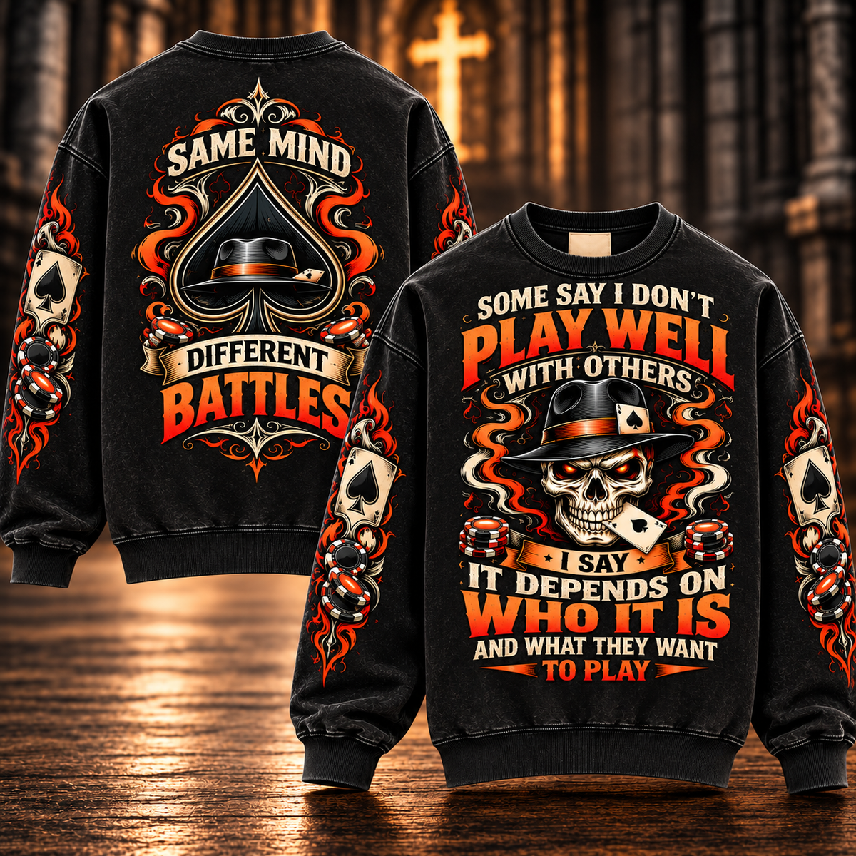 I Don't Play Well with Others – Funny Poker Skull Sweatshirt