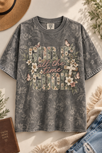 God Is Good All The Time Vintage Floral Cross Christian T-Shirt