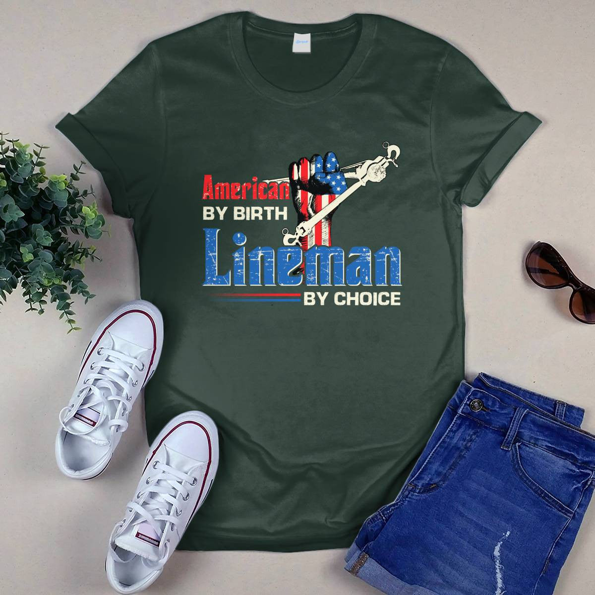American By Birth Lineman By Choice-T-shirt - grunx260804-0134