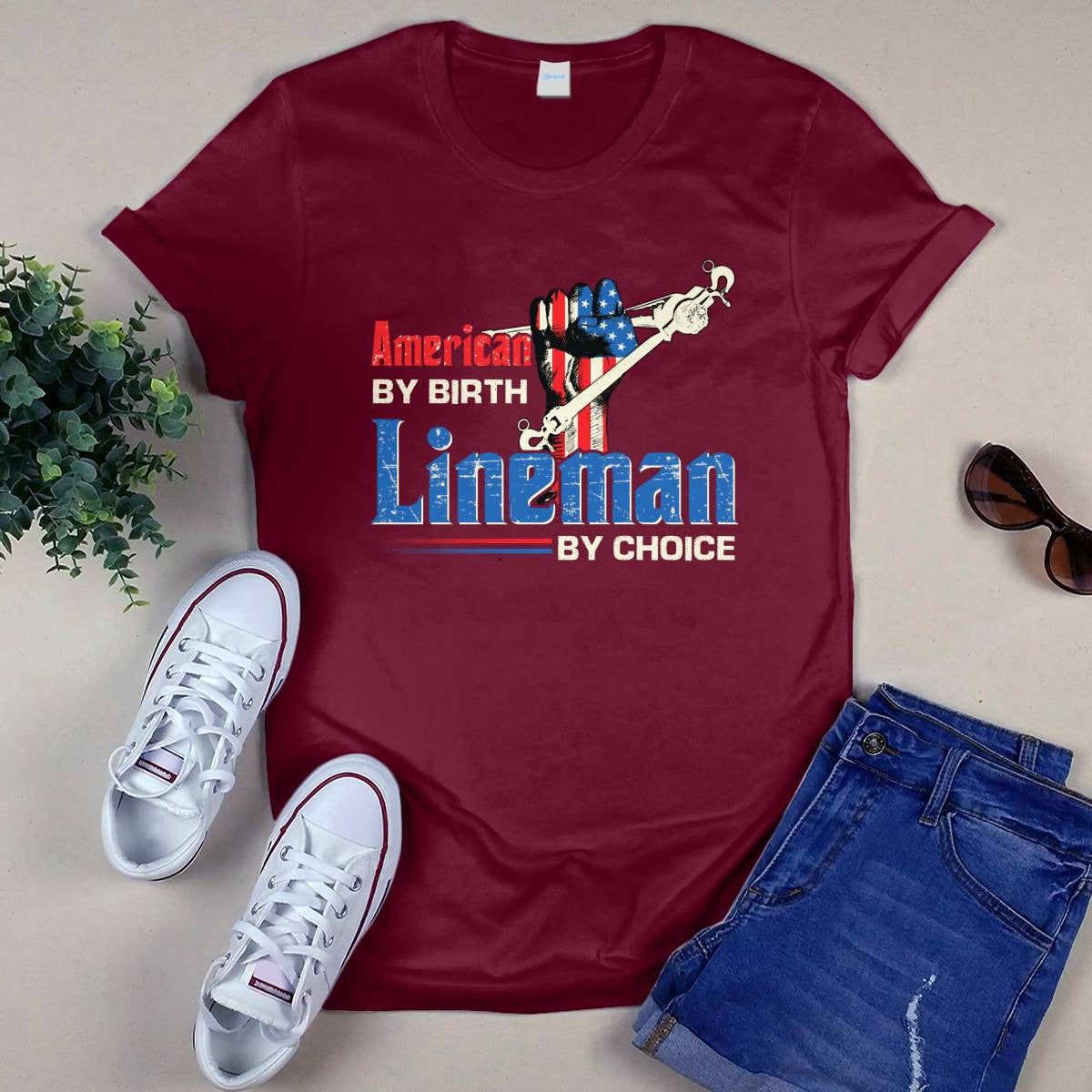 American By Birth Lineman By Choice-T-shirt - grunx260804-0134