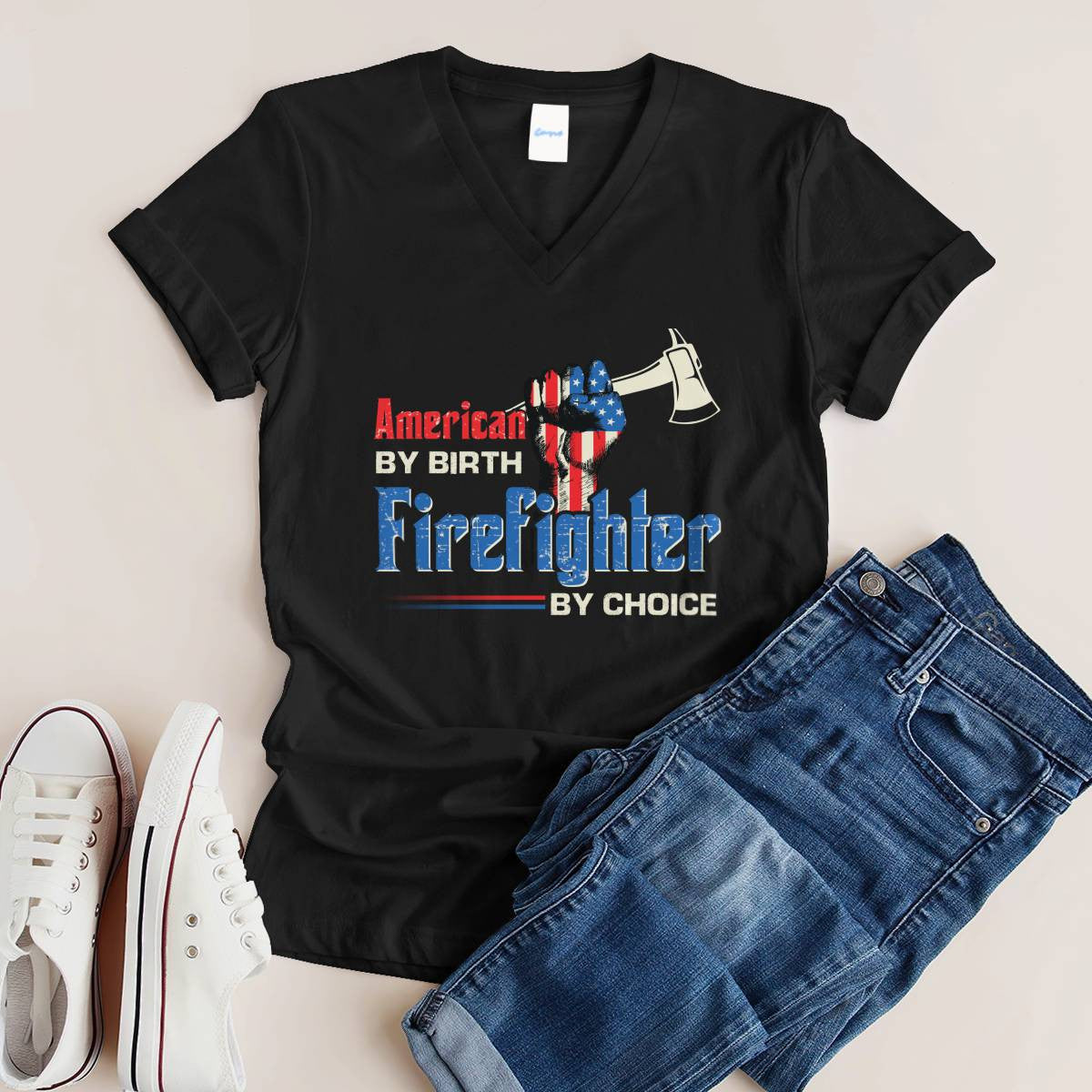 American By Birth Firefighter By Choice-T-shirt - grunx260804-0128