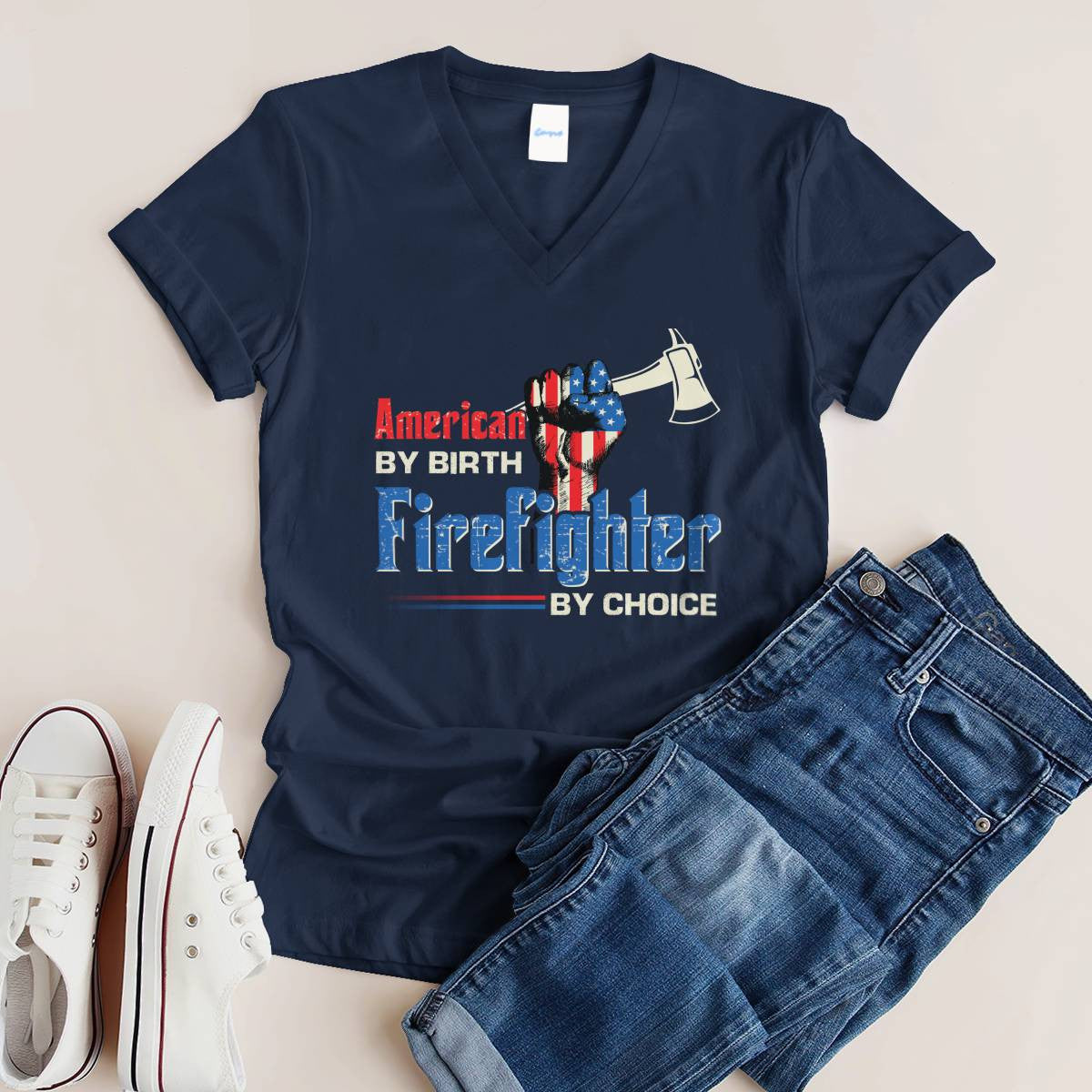 American By Birth Firefighter By Choice-T-shirt - grunx260804-0128