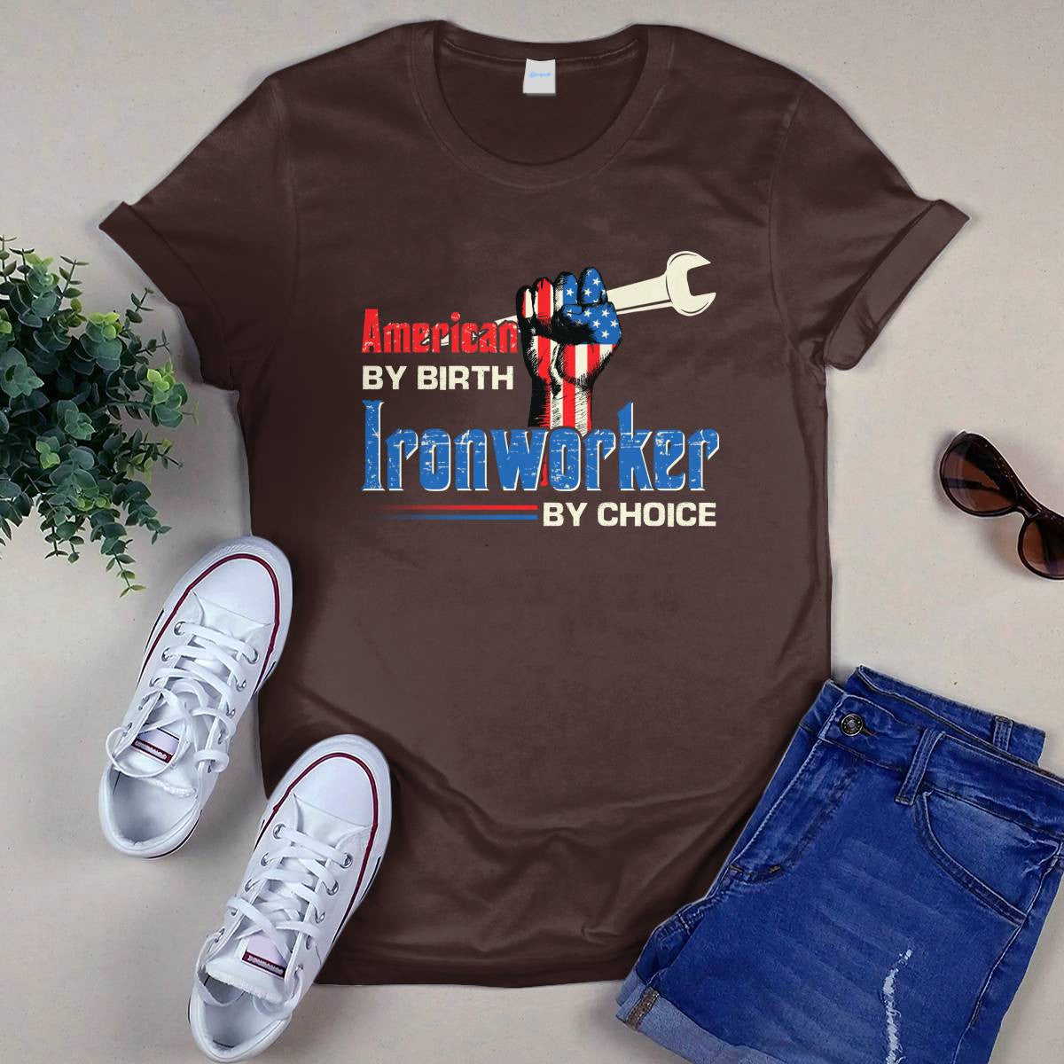 American By Birth Ironworker By Choice-T-shirt - grunx260804-0131