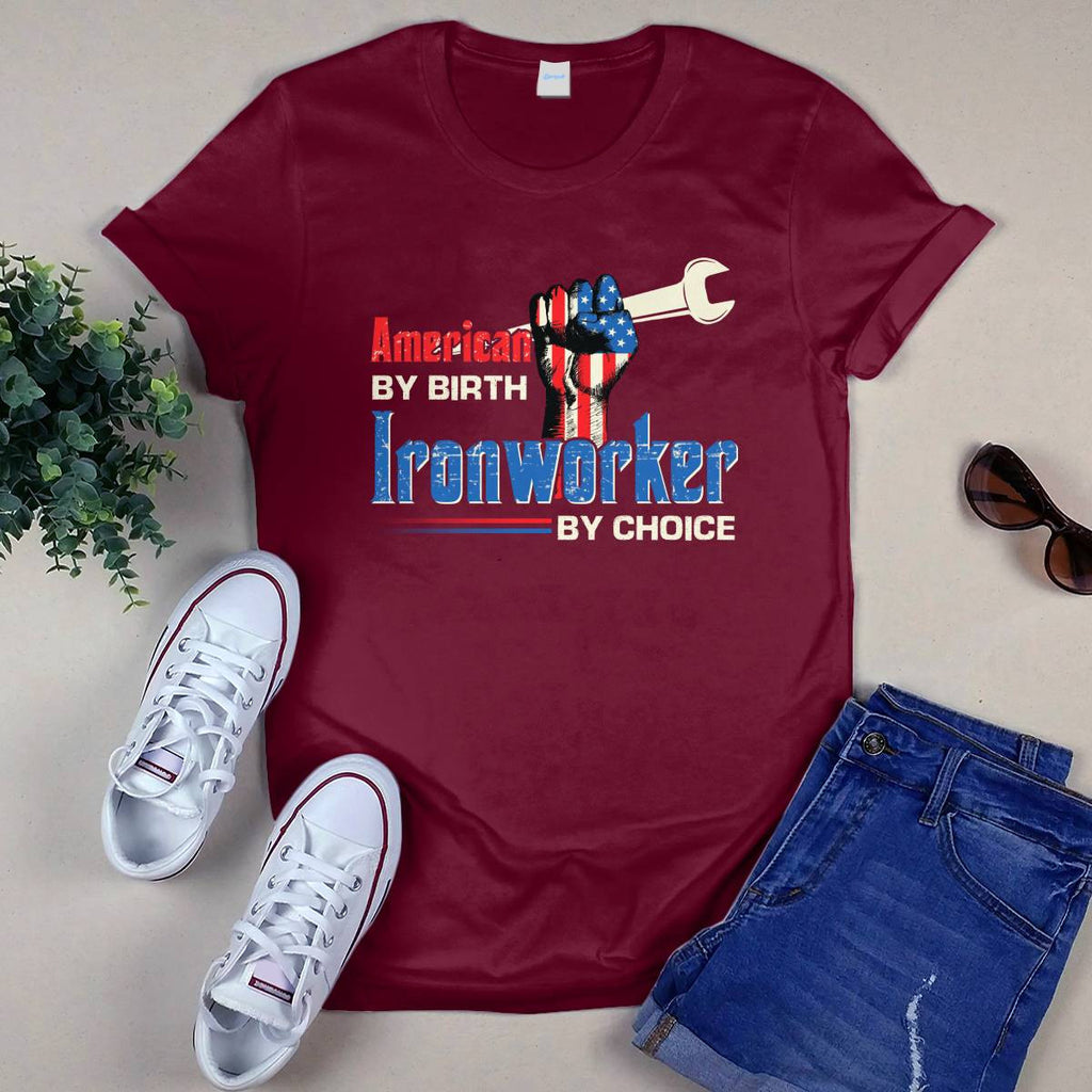 American By Birth Ironworker By Choice-T-shirt - grunx260804-0131