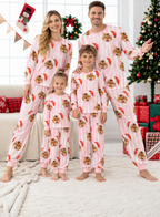 Pink Santa Cat Family Mixed Cotton Pajamas