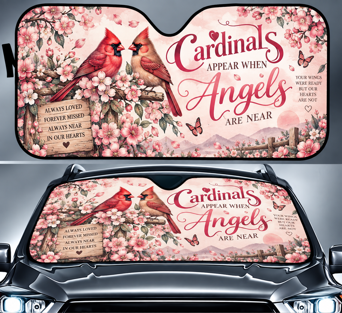 Cardinals Appear When Angels Are Near Car Sun Shade