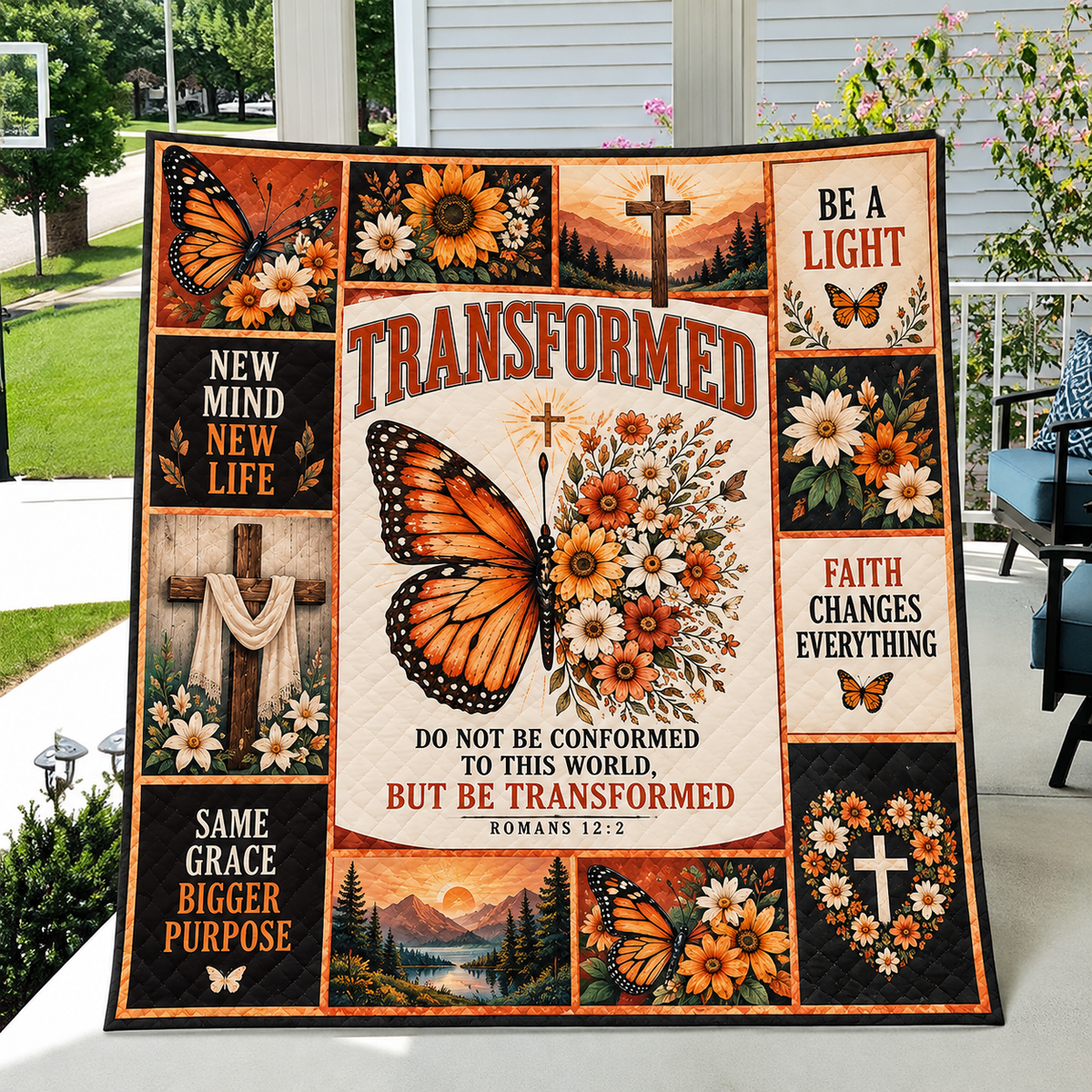 Be Transformed Do Not Be Conformed Monarch Butterfly Quilt