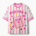 God Has A Plan Pink Stripe Bible T-Shirt Jersey