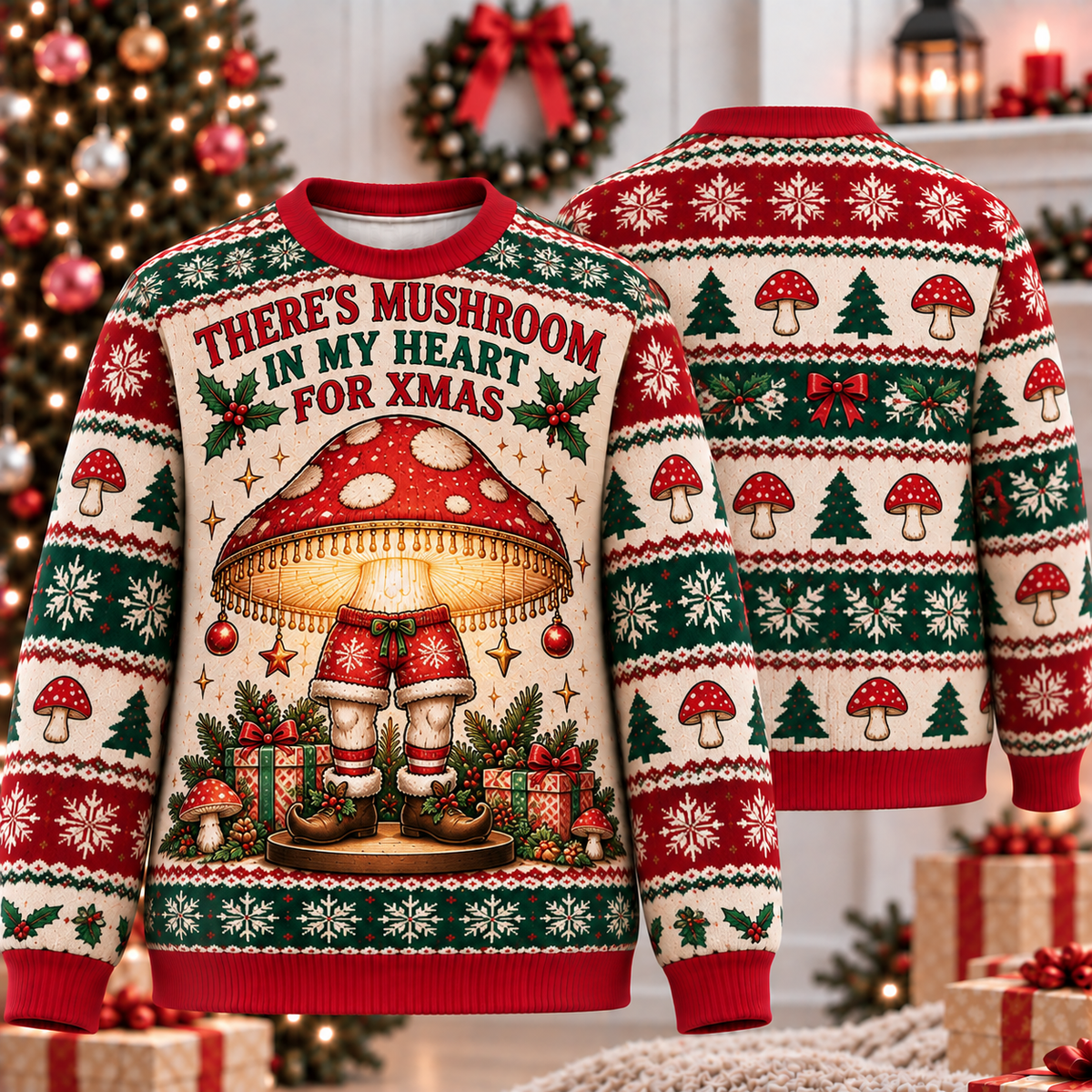 Mushroom In My Heart For Xmas Ugly Sweater