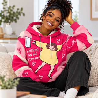 Pink Clothesline Girl Waffle Hoodie
