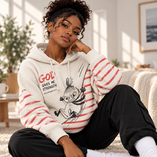 Little My Red Stripe Waffle Hoodie