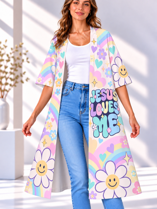 Jesus Loves Me Smiling Daisy Women's Short-Sleeved Cape