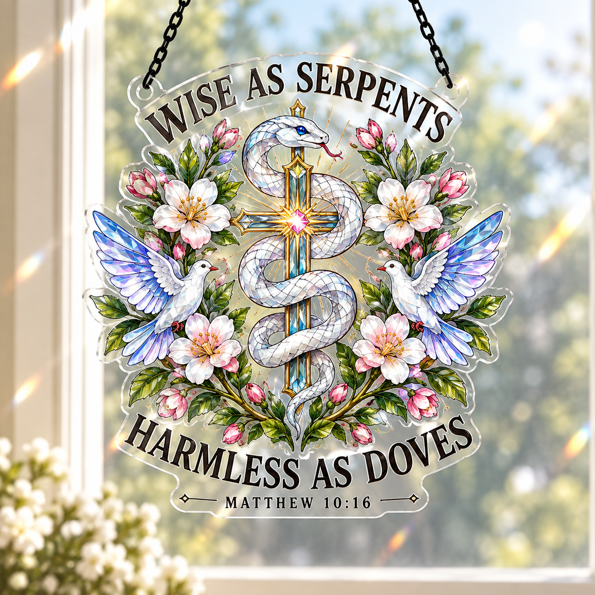 Wise As Serpents Harmless As Doves Acrylic Suncatcher