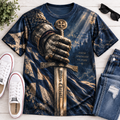 Milites Christi | Faith Strength Victory Knight Sword All-Over Print Christian T-Shirt