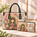 Personalized Floral Girl PU Leather Handbag & Leather Long Wallet