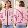 Pink Thorn Branch Zip-up Baseball Jacket
