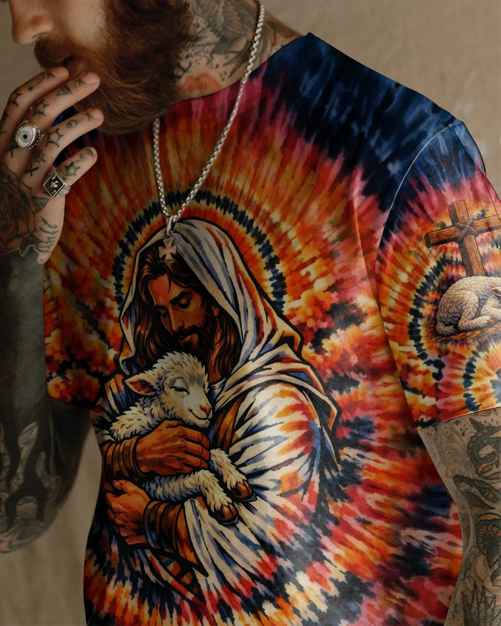 God And Lamb Swirl Men's All Over Print Shirt - Trunx560128