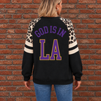 Los Angeles God Is In LA Leopard Sleeve Sweatshirt
