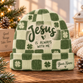 Personalized Green Clover Checkerboard Beanie Hat