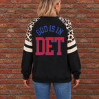 Detroit God Is In DET Leopard Sleeve Sweatshirt