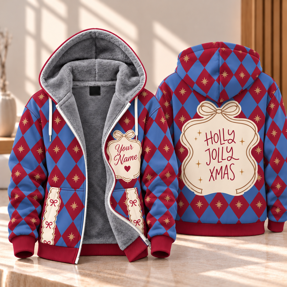 Holly Jolly Xmas Personalized Fleece Jacket