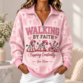 Personalized Pink Cowgirl Cows Women's Half-zip Sweatshirt NWY076