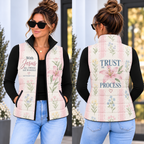 Blush Pink Lily Patchwork Down Puffer Vest