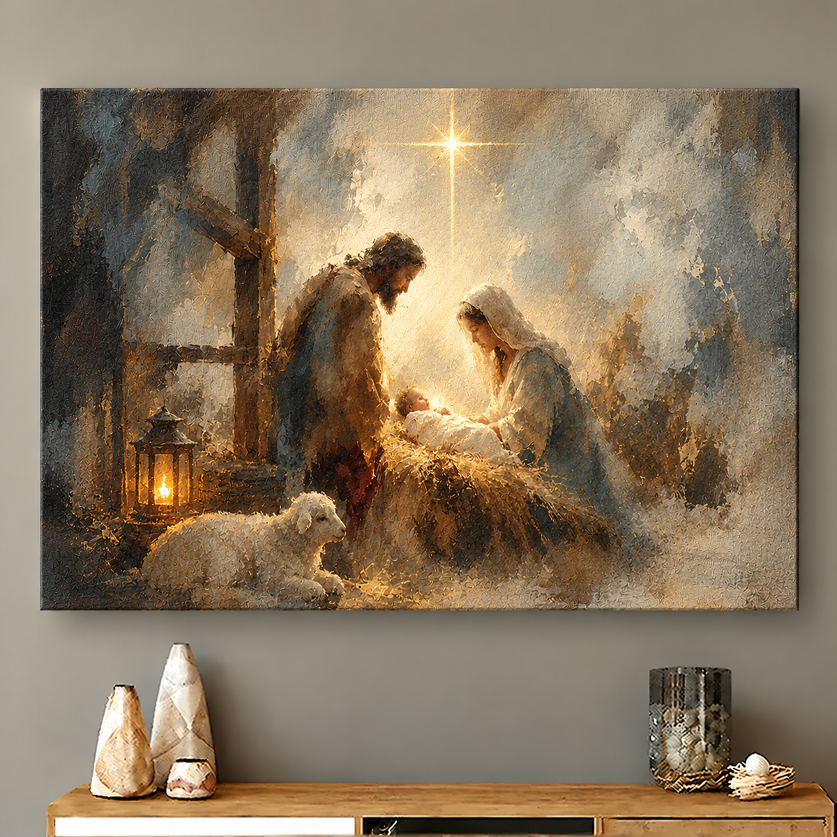 Golden Star Baby and Lamb Canvas
