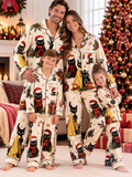 Black Santa Cats Family Ice Silk Pajamas