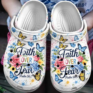 Faith Over Fear Butterfly Clogs Shoes