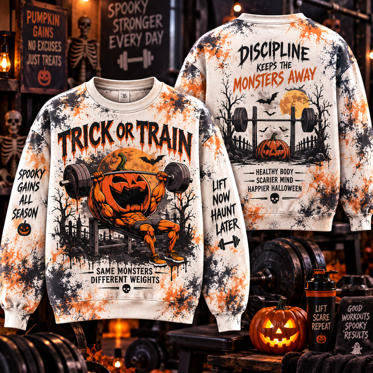 Trick or Train Pumpkin Gym Sweatshirt